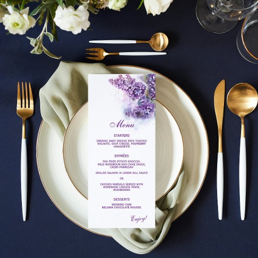 Menu Mariage d'été Lilacs Spring