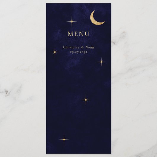 Menu Mariage d'étoiles de la lune d'or céleste (Devant)
