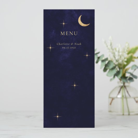 Menu Mariage d'étoiles de la lune d'or céleste (Debout devant)