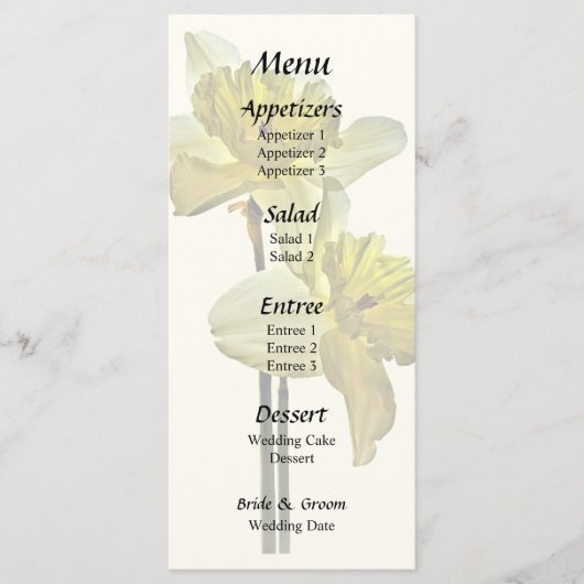 Menu Mariage Deux jonquilles rétroéclairées (Devant)