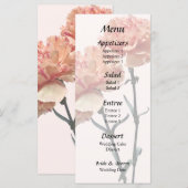 Menu Mariage Deux oeillets à la Pêche et rose (Devant / Derrière)
