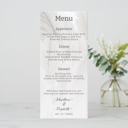 Menu Mariage d'herbe Boho Pampas (Debout devant)
