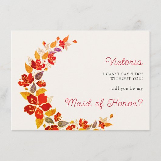 Menu Mariage d'hibiscus tropicaux d'Orange brulé (Devant)