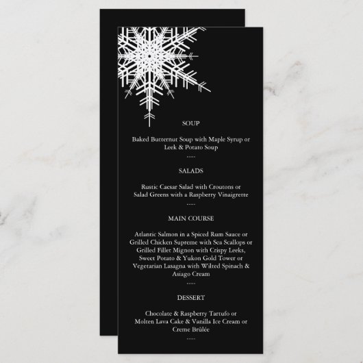 Menu Mariage d'hiver (Devant / Derrière)