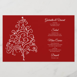Menu Mariage d'hiver Arbre de Noël rouge