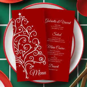 Menu Mariage d'hiver Arbre de Noël rouge