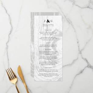 Menu Mariage d'hiver blanc chic rustique classique avec