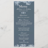 Menu Mariage d'hiver bleu givré personnalisé (Devant)