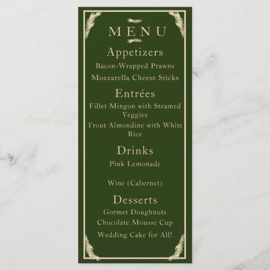 Menu Mariage d'hiver catholique (Devant)