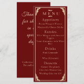 Menu Mariage d'hiver catholique (Devant / Derrière)