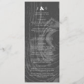 Menu Mariage d'hiver chic simple au bois rustique noir (Devant)