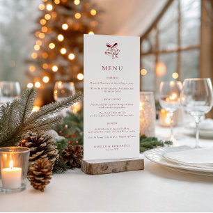 Menu Mariage d'hiver cloches de Noël vintage minimalist