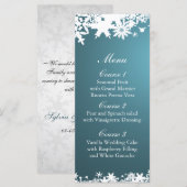 menu mariage d'hiver des flocons bleus (Devant / Derrière)
