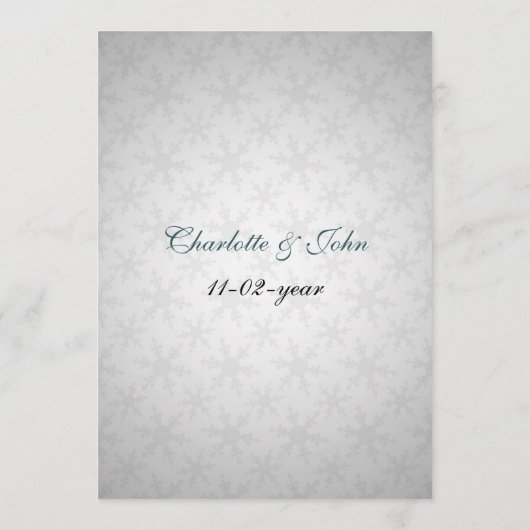 menu mariage d'hiver des flocons bleus (Dos)