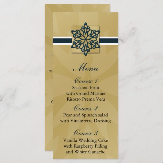 menu mariage d'hiver des flocons bleus (Devant / Derrière)