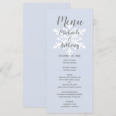 Menu Mariage d'hiver flocon de neige bleu poussiéreux (Devant / Derrière)