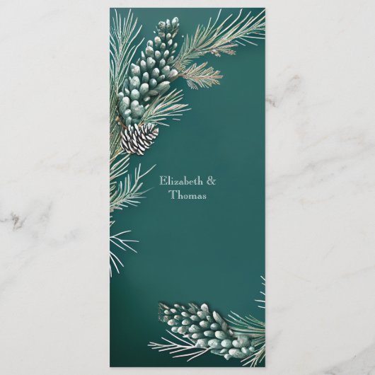 Menu Mariage d'hiver Pinecones de Noël (Dos)