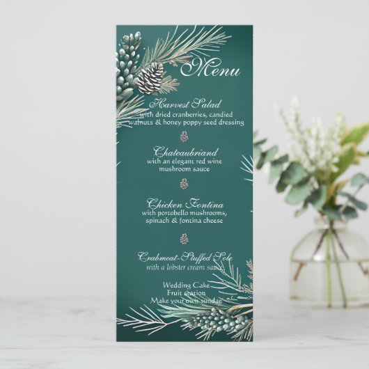 Menu Mariage d'hiver Pinecones de Noël (Debout devant)