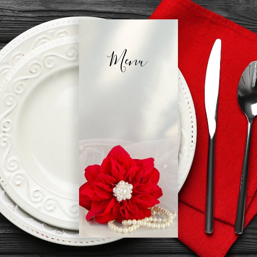 Menu Mariage d'hiver Poinsettia et perles rouges
