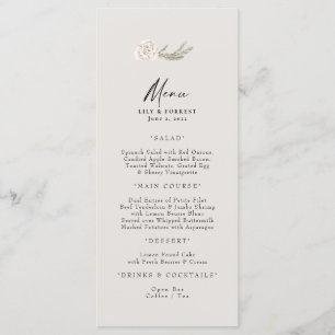 Menu Mariage d'hiver Rose blanche Neutre