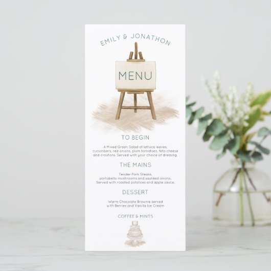 Menu Mariage d'illustration de gâteau bohème rustique (Debout devant)