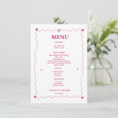Menu Mariage d'illustration manuscrite Scribble rose (Debout devant)