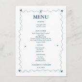 Menu Mariage d'illustration Scribble Blue dessiné à la  (Devant)