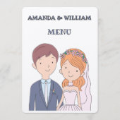 Menu Mariage d'illustration simple, semblable à un dess (Devant)
