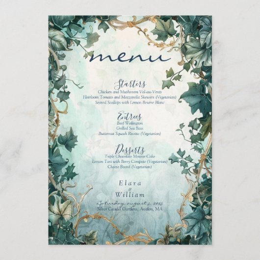 Menu Mariage d'Imaginaire de grâce éternel (Devant)