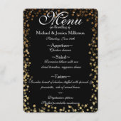 Menu Mariage d'impression Black and Gold Bokeh (Devant)