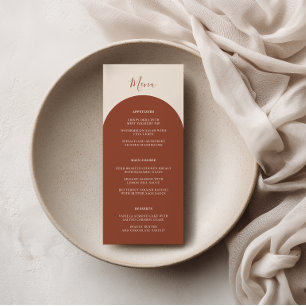 Menu Mariage Dîner Arches Terracotta Bohème Rétro