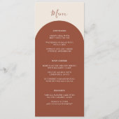 Menu Mariage Dîner Arches Terracotta Bohème Rétro (Devant)