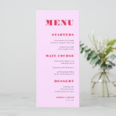 Menu Mariage dîner avec typographie audacieuse rose et (Debout devant)