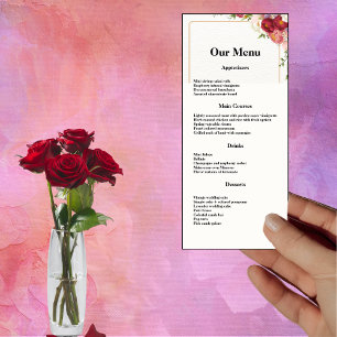 Menu Mariage Dîner Cadre Or Aquarelle Fleurs