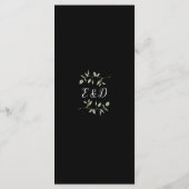 Menu Mariage Dîner Monogramme en Noir et Blanc avec Feu (Dos)