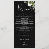 Menu Mariage Dîner Monogramme en Noir et Blanc avec Feu (Devant)