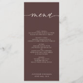 Menu Mariage Dîner Simple Script Brun Chocolat (Devant)