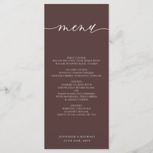 Menu Mariage Dîner Simple Script Brun Chocolat