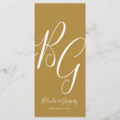 Menu Mariage d'initiaux dorés simple et élégant (Dos)