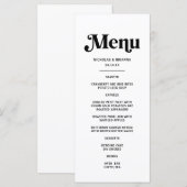 Menu Mariage Disco Rétro Noir et Blanc (Devant / Derrière)