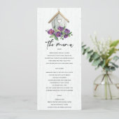 MENU MARIAGE D'OISEAUX FLORAUX EN BOIS BLANC (Debout devant)