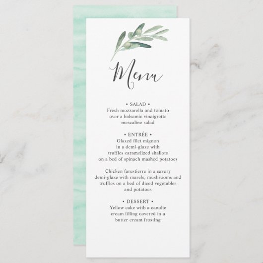 Menu Mariage d'olivier vert (Devant / Derrière)