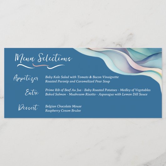 Menu Mariage d'onde couleur Abstrait moderne (Dos)