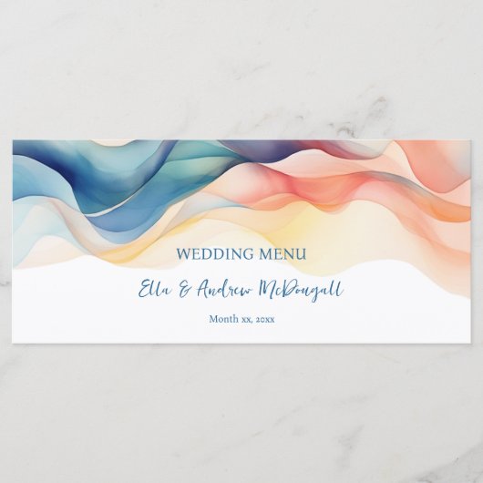 Menu Mariage d'onde couleur Abstrait moderne (Devant)