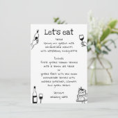 Menu Mariage Doodle Dessiné à la Main | Vin Moderne (Debout devant)