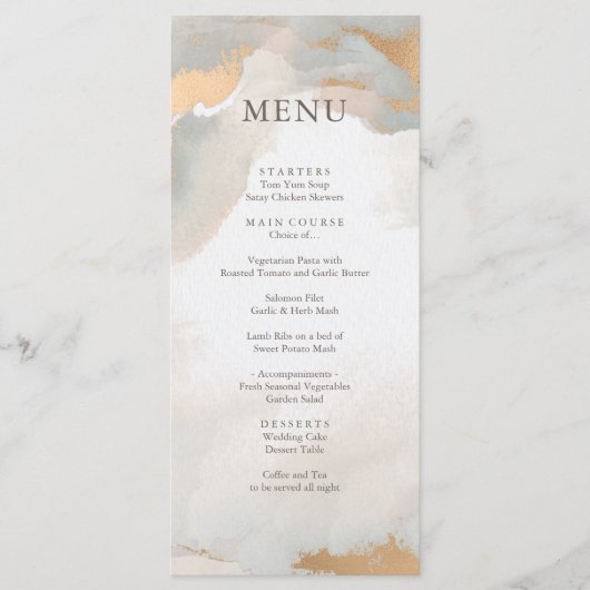 Menu Mariage d'or Aquarelle Abstrait moderne (Devant)