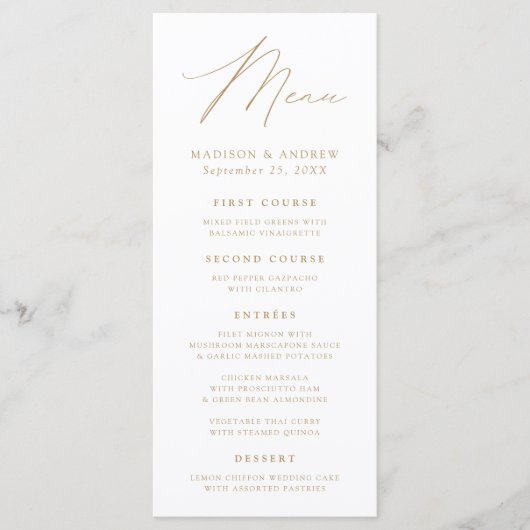 Menu Mariage d'or Elegance moderne (Devant)