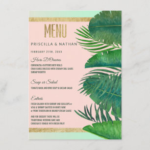 Menu Mariage d'or en feuille de bananier tropical