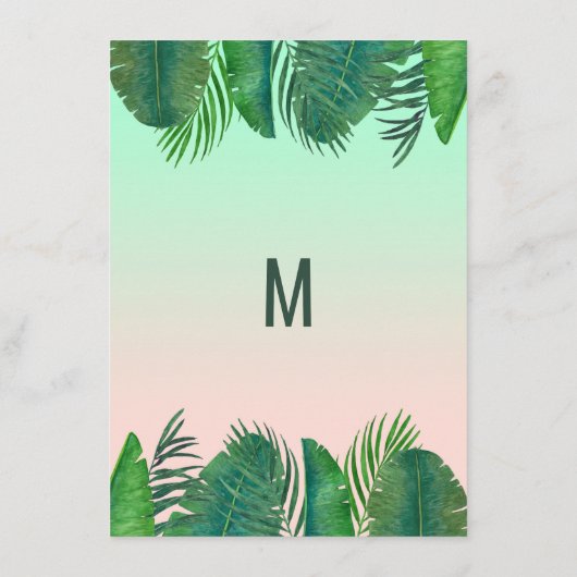 Menu Mariage d'or en feuille de bananier tropical (Dos)