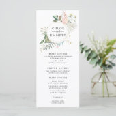 Menu Mariage d'or fleuri rose couronne botanique (Debout devant)